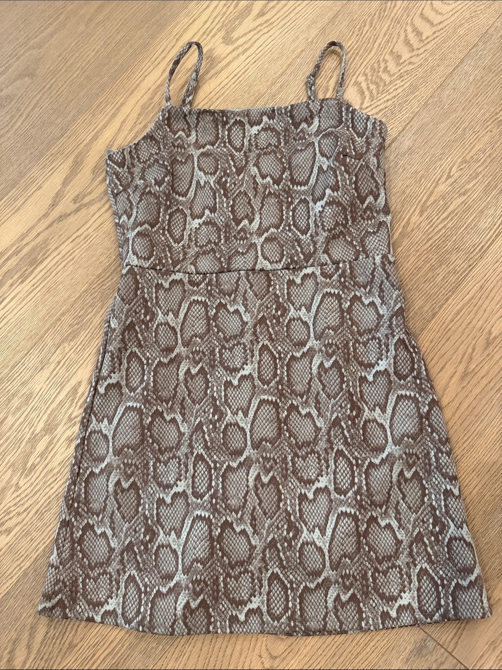 She + Sky Brown Snake Print Spaghetti Strap Dress